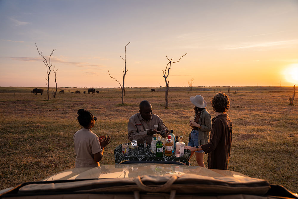 Sundowners after a sunset game drive